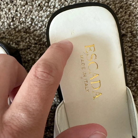 ESCADA White Leather Star Cutout Strappy Slip on Sandals Made in Italy Size 9 - Picture 5 of 10